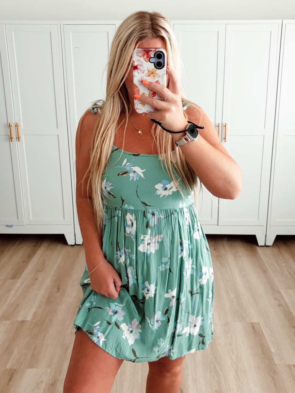 π NWT green floral mini dress